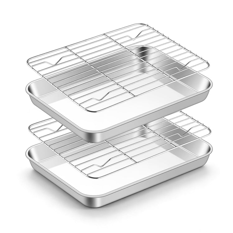 Stainless Steel Toaster Oven Pan with Rack Set
