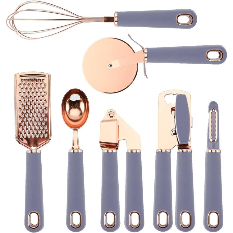 Kitchen Gadget Set Copper Plated Stainless Steel Utensils with Soft Touch Handles