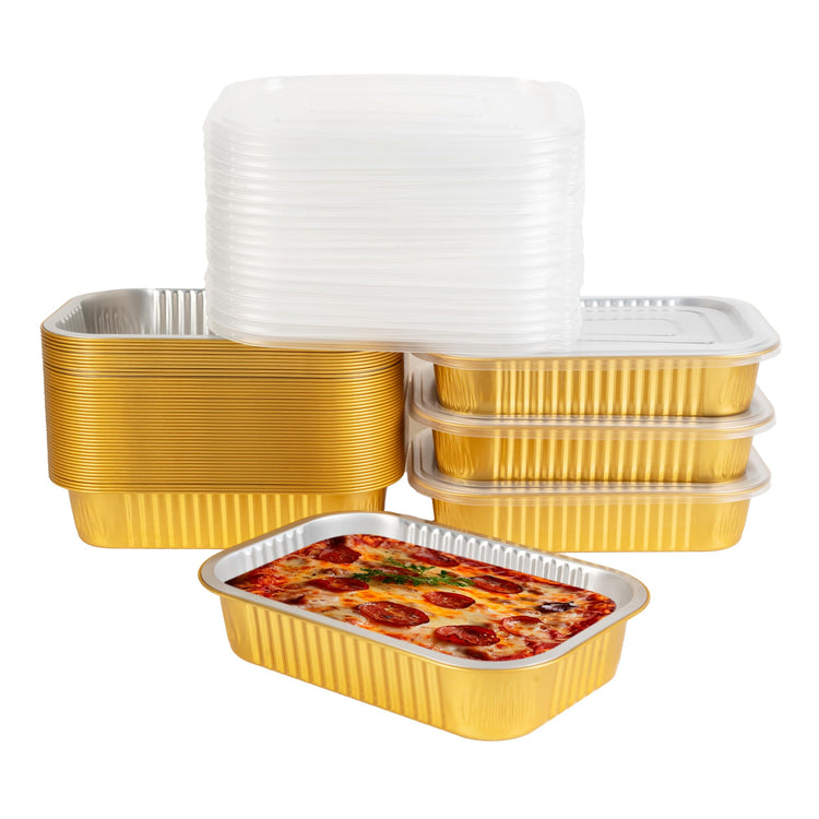40 Pack 8.7"×6" Aluminum Pans with Lids Heavy Duty (40 Count)