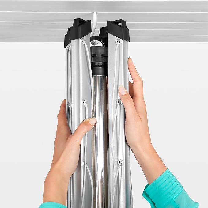 Brabantia Topspinner Outdoor 4 Arm Spinning Clothesline (164 ft/Ø 1.8") Rotating, Folding Clothes Drying Rack + Concrete Ground Tube (Gray)