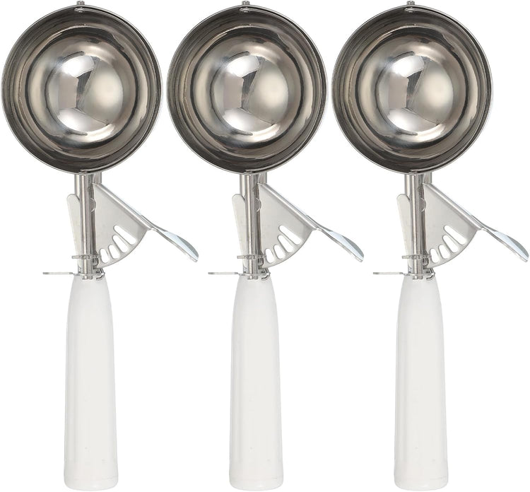 uxcell 3 Pcs Cookie Scoops, Ice Cream Scoop with Trigger for Baking Cookie Dough Rice Pudding Kitchen Gadget, White
