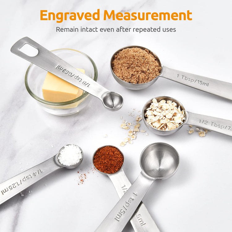 18 8 Stainless Steel Measuring Spoons Set of 6