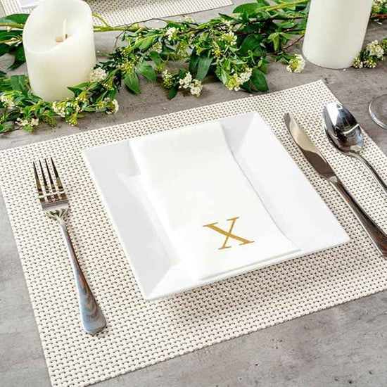 Luxenap 15.8 X 7.9 Inch Linen-Feel Guest Towels, 2000 Lettered Hand Towels - Gold Letter 'X', Sans Serif Font, White Paper Dinner Napkins, airlaid, For Restrooms And Tables - Restaurantware
