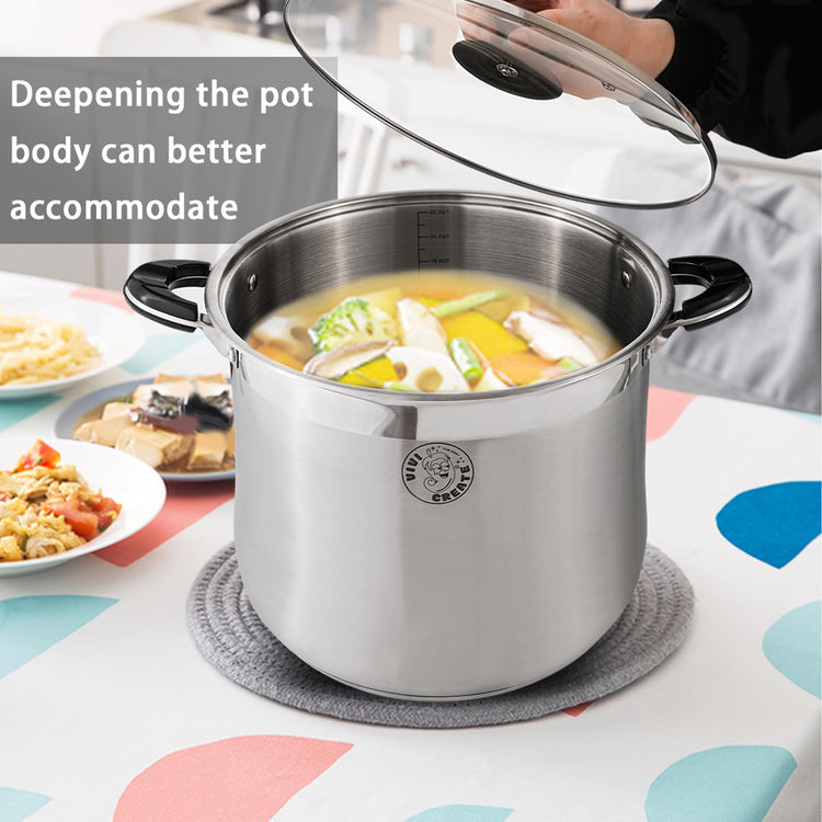 11.5 Quart Stainless Steel Stock Pot with Lid Large Induction Cooking Pot for Pasta Soup Boiling Stew with Measurement Marks and Handles