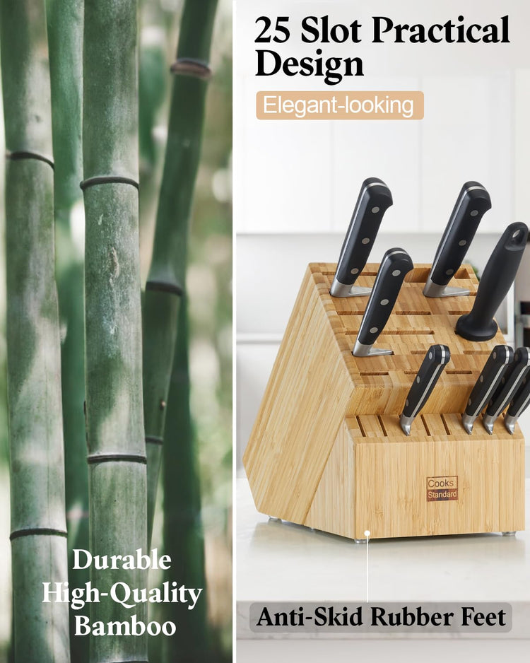 Classic Bamboo Cutlery Block Holder without Knives (25 Count)