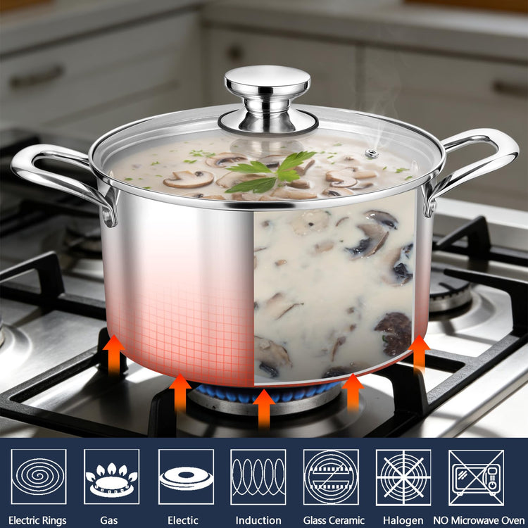6 Quart Tri Ply Stainless Steel Stock Pot