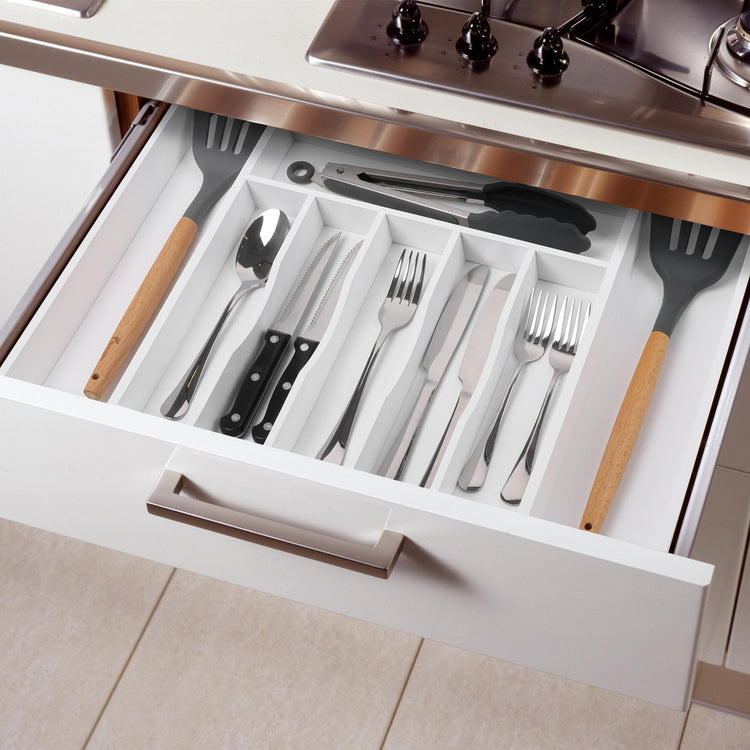 Large Premium Bamboo Silverware Organizer
