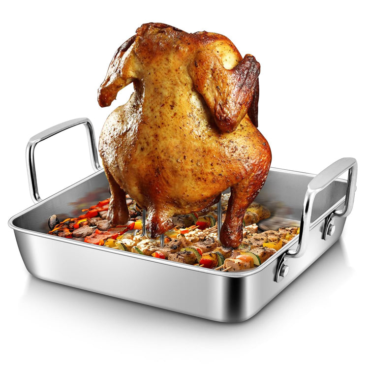 Small Roasting Pan with Beer Can Chicken Holder