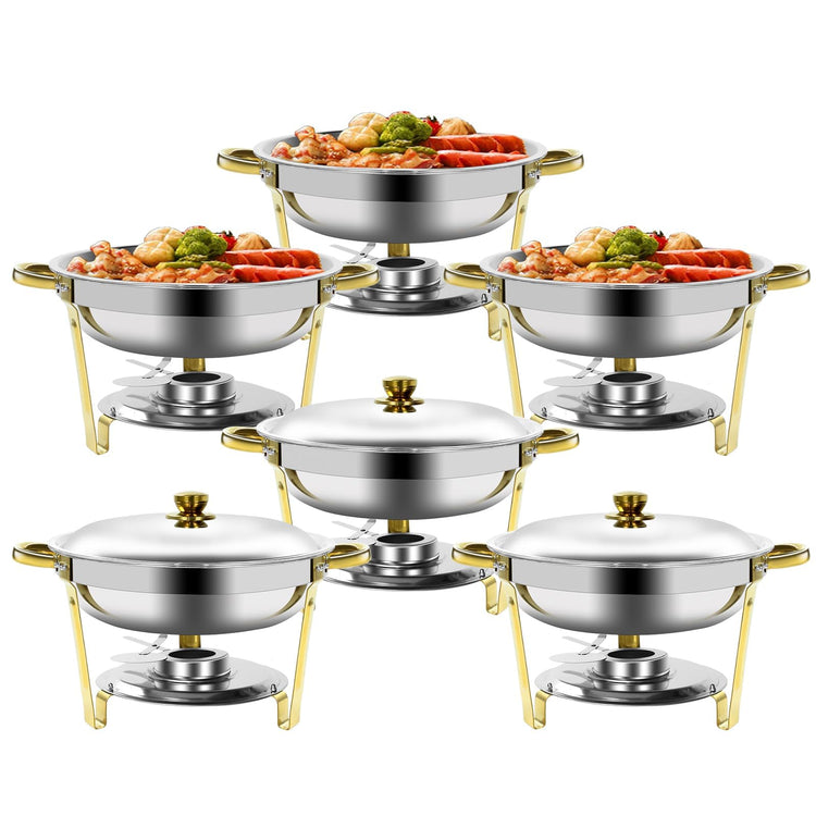 Gold & Silver Chafing Dishes for Buffet with Lid 5QT