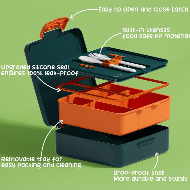 Kids Bento Snack Lunch Box with Thermo Insulated Toddler Lunch Bag