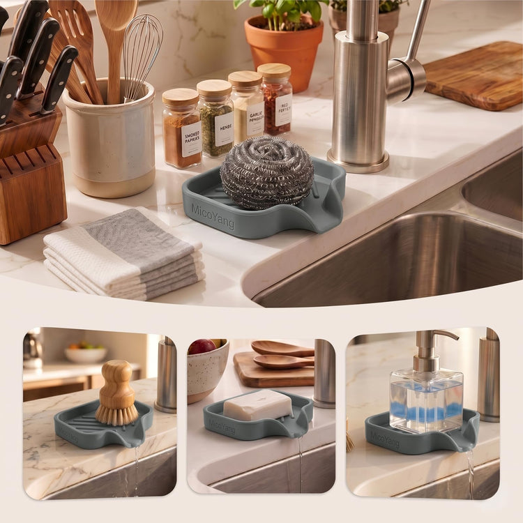 Silicone Soap Dish with Drain Spout