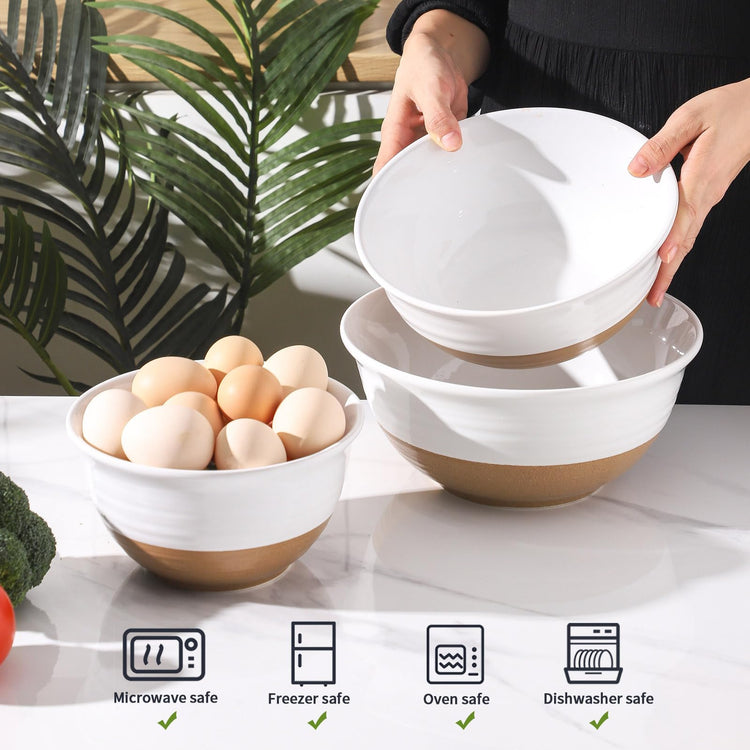 Mixing Bowls Large Ceramic Salad Bowls 2.1 (3 Count)