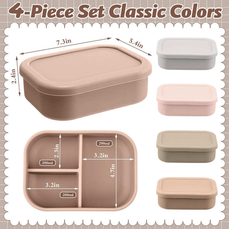 4 Pcs Silicone Bento Box (4 Count)
