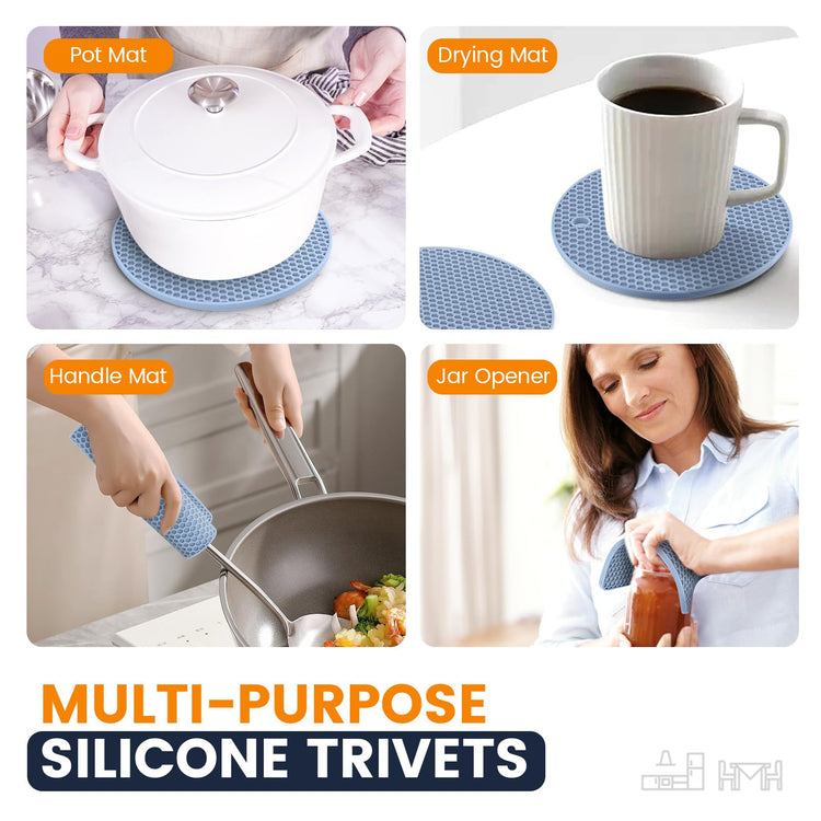 Silicone Trivet Mats 4 Heat Resistant Pot Holders Multipurpose Non