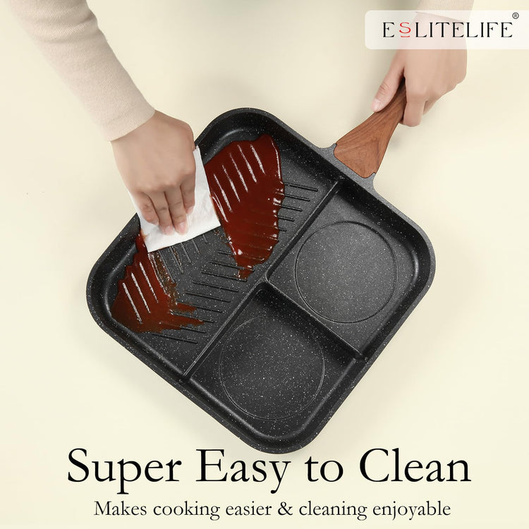 Nonstick Divided Grill Pan for Stove Tops