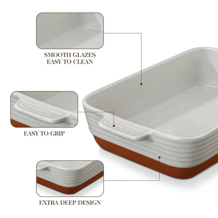 Large 9x13 Ceramic Baking Dish with Handles