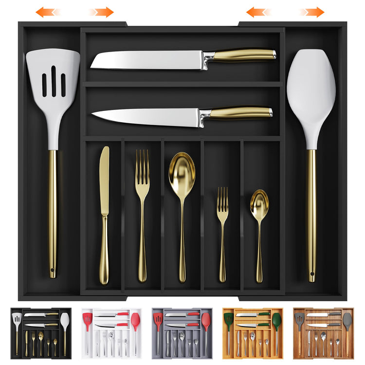 Large Premium Bamboo Silverware Organizer