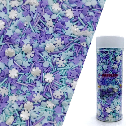 Snowflake Sprinkles Blue & White & Purple Christmas Sprinkles Mixed size snowflake Stars Jimmies CakeCookie Decorating Perfect for Wedding Party Valentine Halloween Christmas Supplies 4.58OZ (4.58 Ounce)