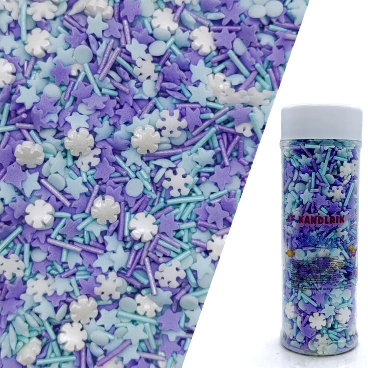 Snowflake Sprinkles Blue & White & Purple Christmas Sprinkles Mixed size snowflake Stars Jimmies CakeCookie Decorating Perfect for Wedding Party Valentine Halloween Christmas Supplies 4.58OZ (4.58 Ounce)