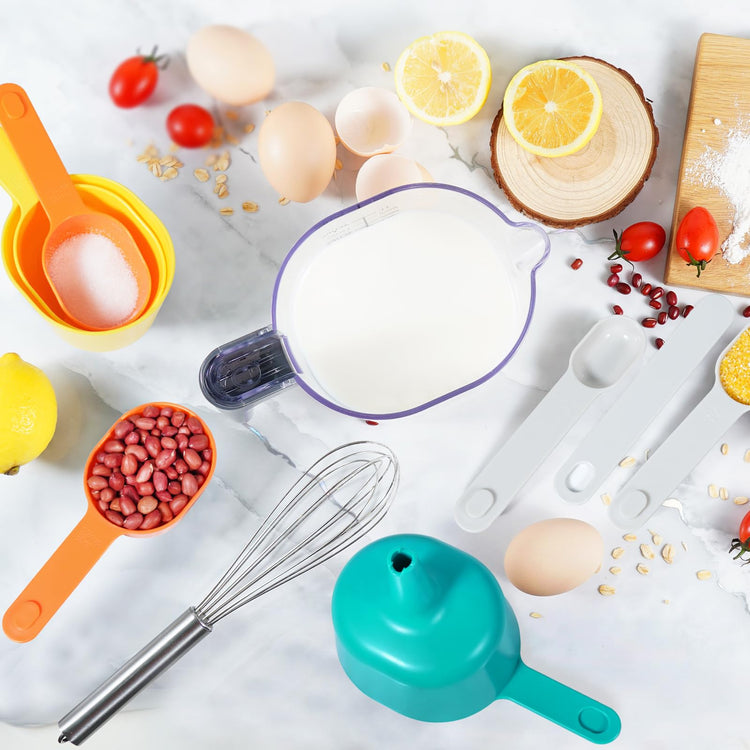 Stackable 10 Piece Measuring Cups and Spoons Set with Lids (10 Count)