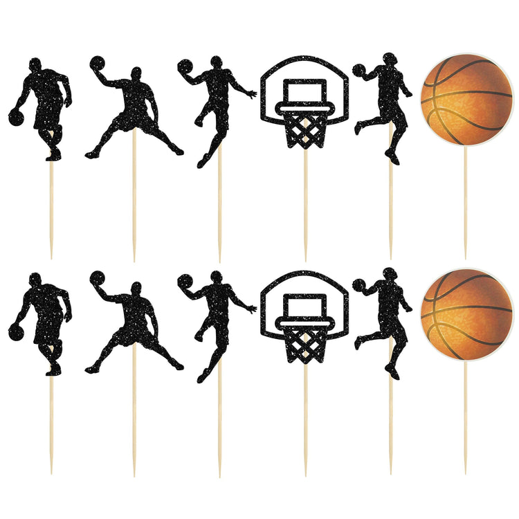 24Pcs Basketball Cupcake Toppers Star Sports Fan Basketball Backboard Cupcake Picks Baby Shower Players Sports Theme Birthday Party Cake Decorations Supplies (24 Count)