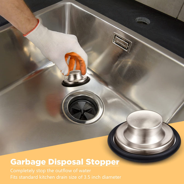 3 Pcs Kitchen Sink Drain Strainer and Stopper Stainless Steel Garbage Disposal Plug with Handle Universal Anti (3 Count)