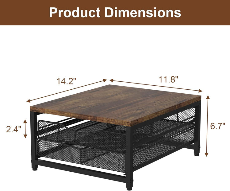 Coffee Pod Holder For Counter, Wooden K Cup Holder with Sliding Drawer, Large Capacity Coffee Pod Storage for Coffee Station, Home, Office, Kitchen