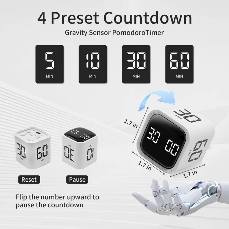 Productivity Timer Flip Gravity Sensor Cube Timer Countdown & Countup