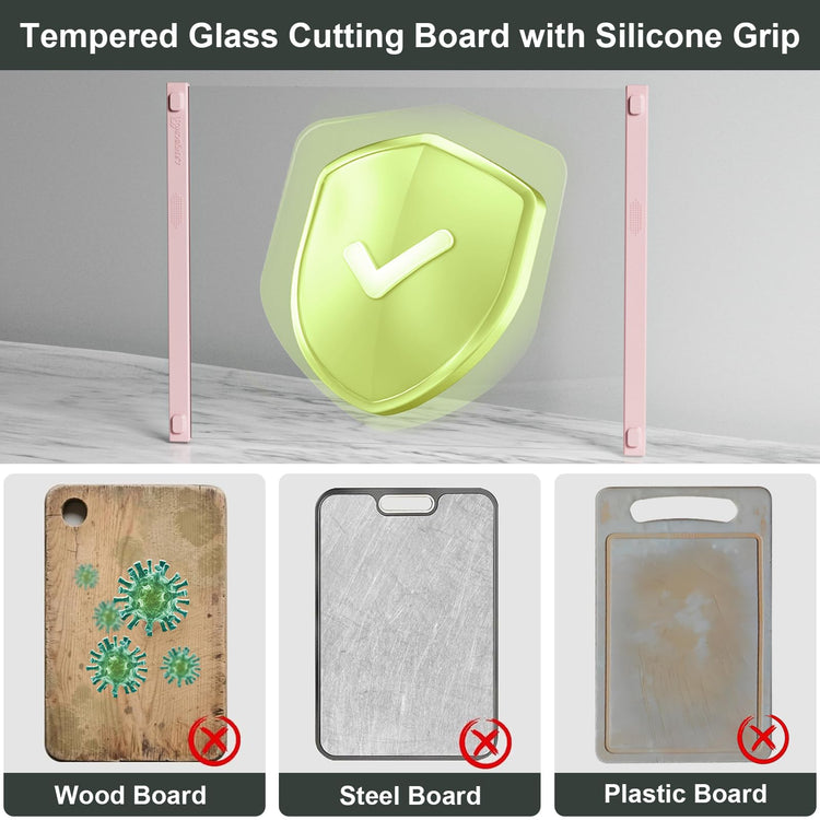2PCS Glass Cutting Board with Silicone Grip (2 Count)