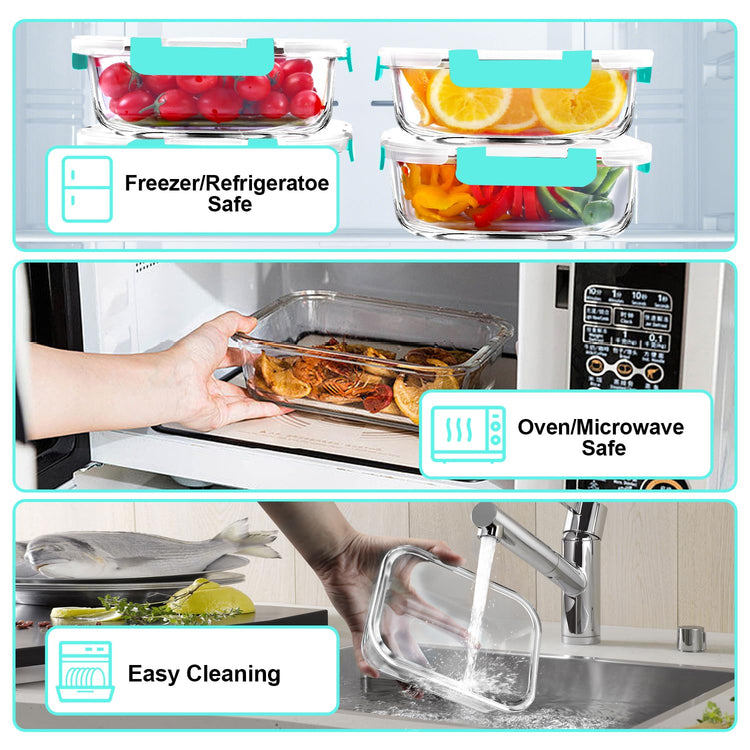 5 PACK 36 OZ Glass Meal Prep Containers Set with Lids (5 Count)
