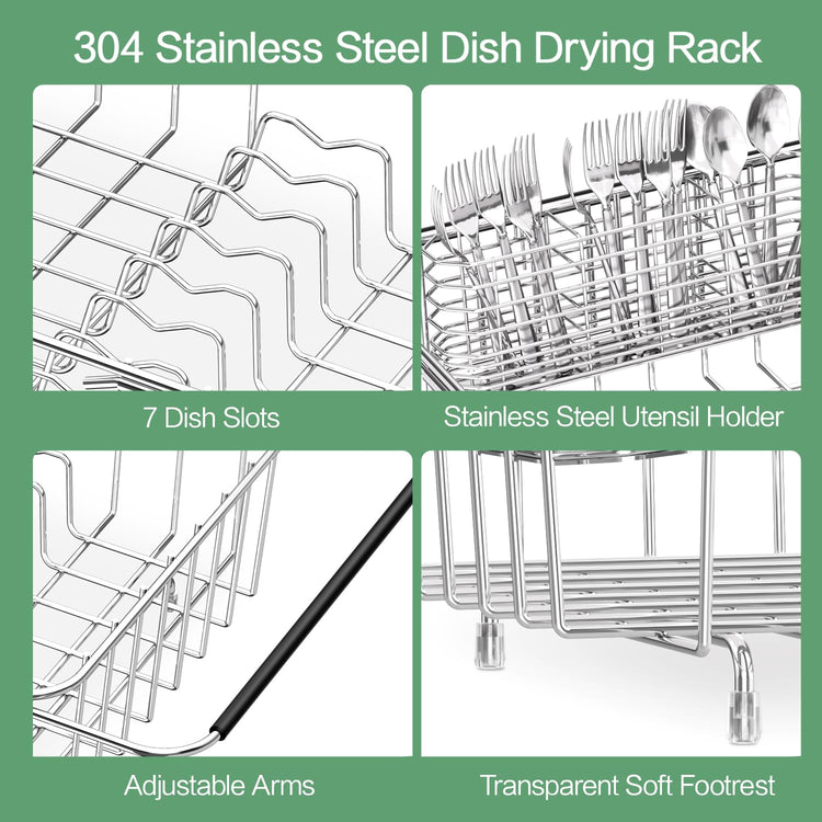 Large Dish Drainer Rack in Sink Adjustable