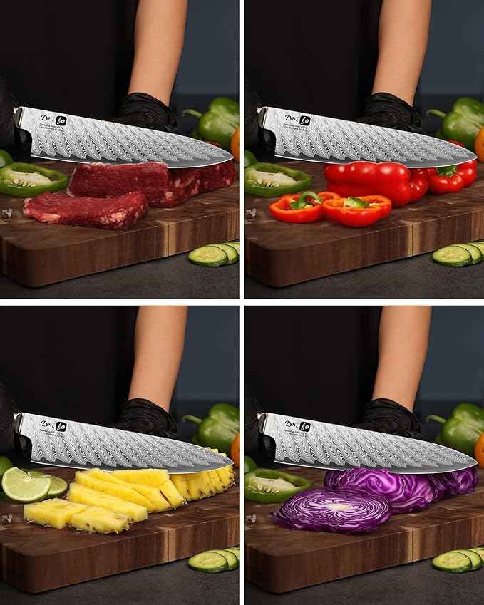 Damascus Chef Knife 8 Inch, Japanese Handcrafted Sharp Kitchen Knife with 67-Layer Damascus Steel & VG10 Core, Blue Resin & Natural Birch Wood Handle, Ideal Gift for You & Your Beloved