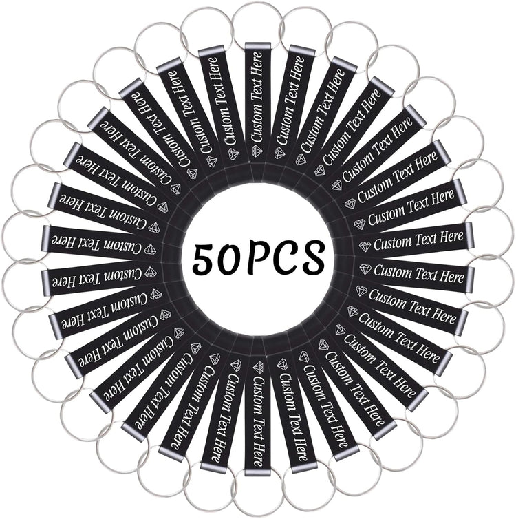 50PCS Personalized Bottle Opener Keychain Bulk Custom Beer Bottle Opener with Logo Text Engraved Wedding Bottle Opener Favors Customized Gifts for Guests Baby Shower Birthday Party-Black