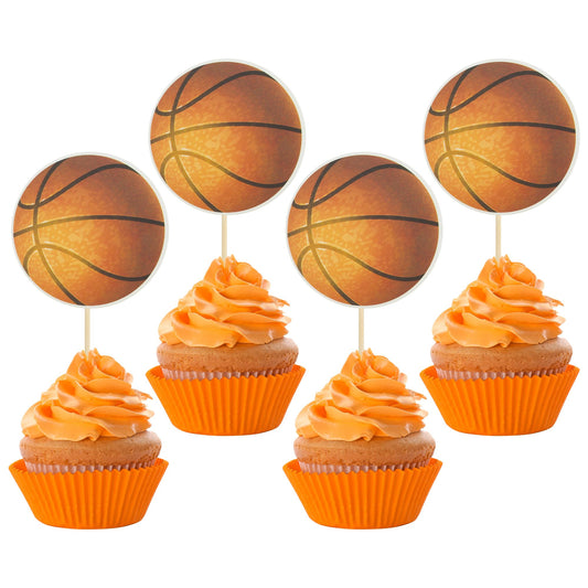 24Pcs Basketball Cupcake Toppers Star Sports Ball Cupcake Picks Baby Shower Basketball Sports Players Theme Birthday Party Cake Decorations Supplies (24 Count)