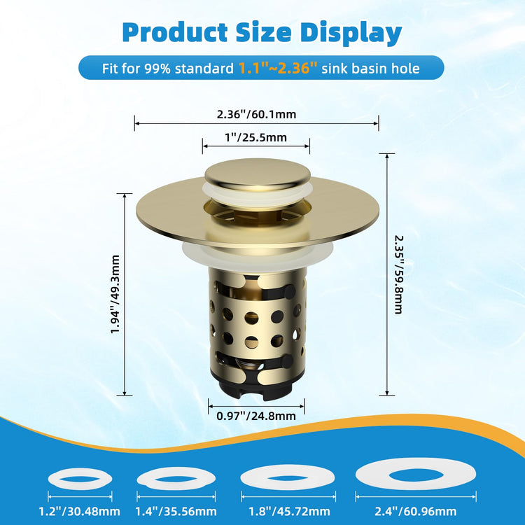 Universal Bathroom Sink Drain Stopper Hair Catcher