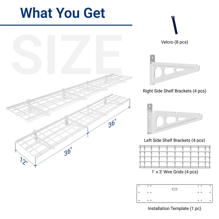 12-inch-by-72-inch Wall Shelf Garage Storage Rack Wall Mounted Floating Shelves,1x6ft,White, 2-Pack, Classic Series (2 Count)