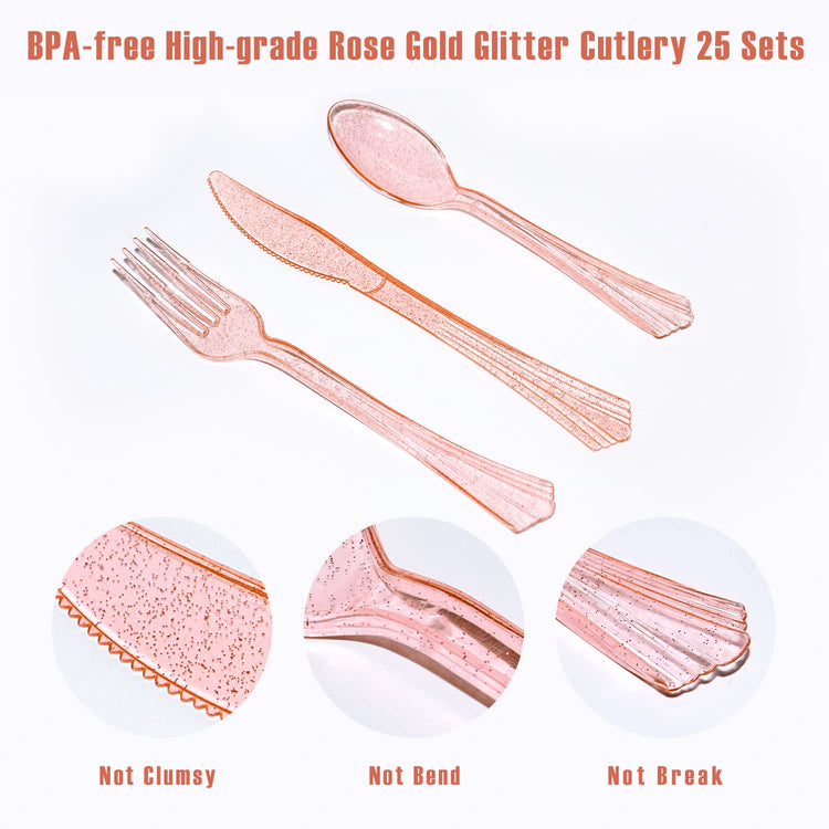 Pink Gold Paper Plates (25 Count)