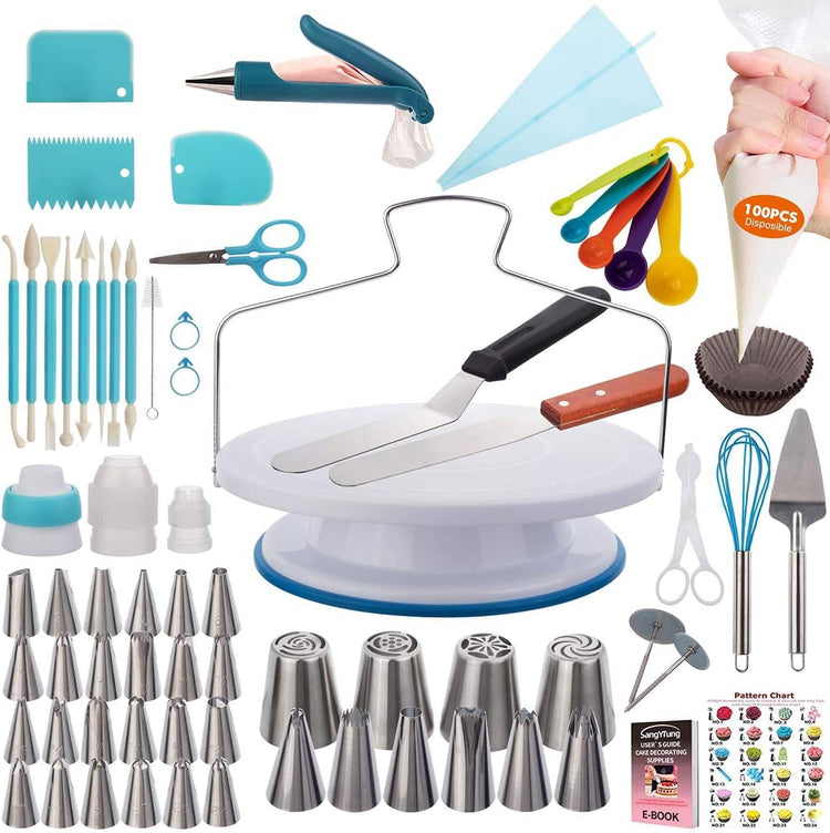 207 Pcs Cake Decorating supplies Kit for Beginners Cake Turntable