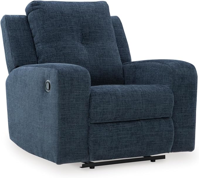 Signature Design by Ashley Danum Casual Manual Tufted Wall Hugger Recliner with Track Arms, Blue