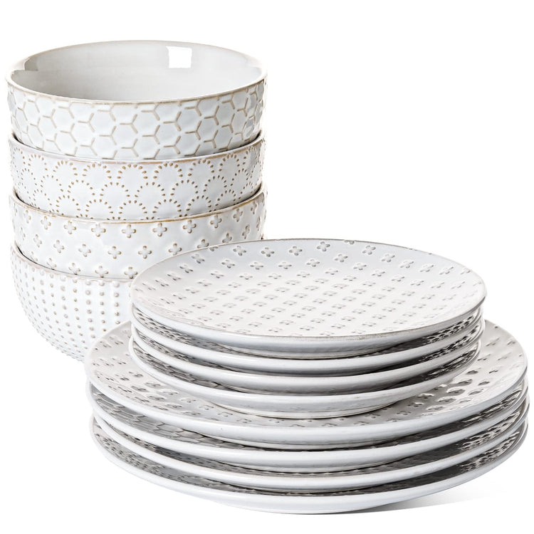Ceramic Dishes Set for 4 (8 Count)