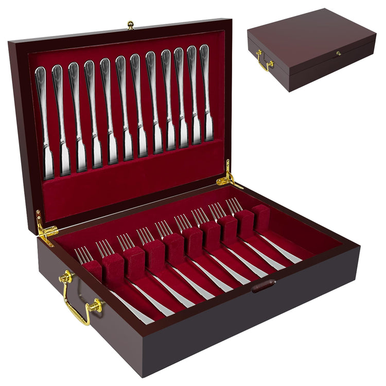Silverware Storage Box Solid Wood with Lid