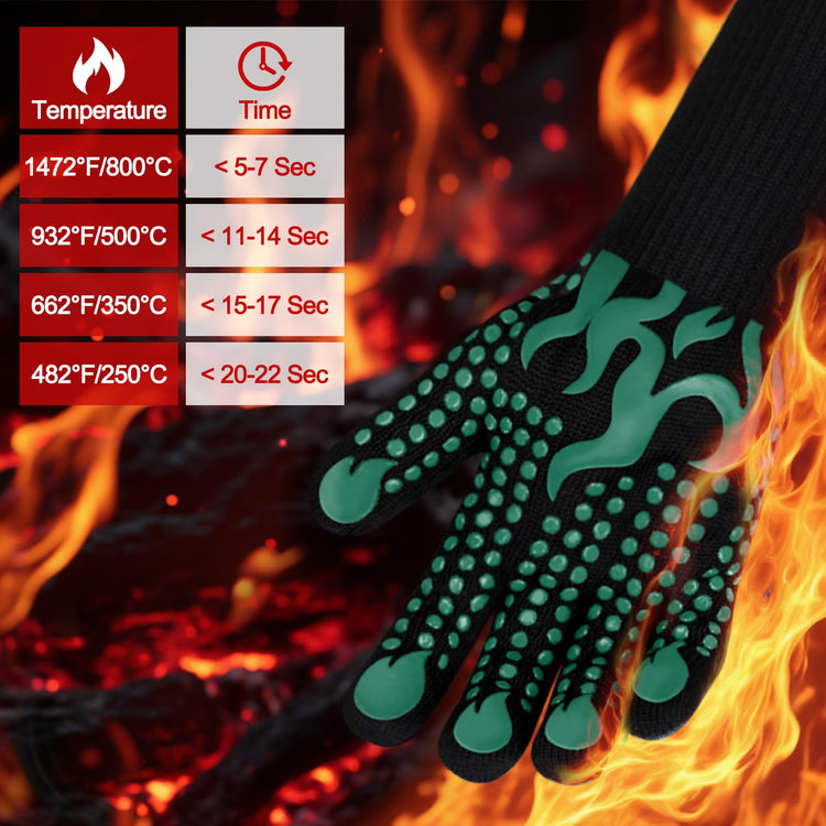 BBQ Gloves 1472 Degree F Heat Resistant Grilling Gloves Silicone Non (2 Count)