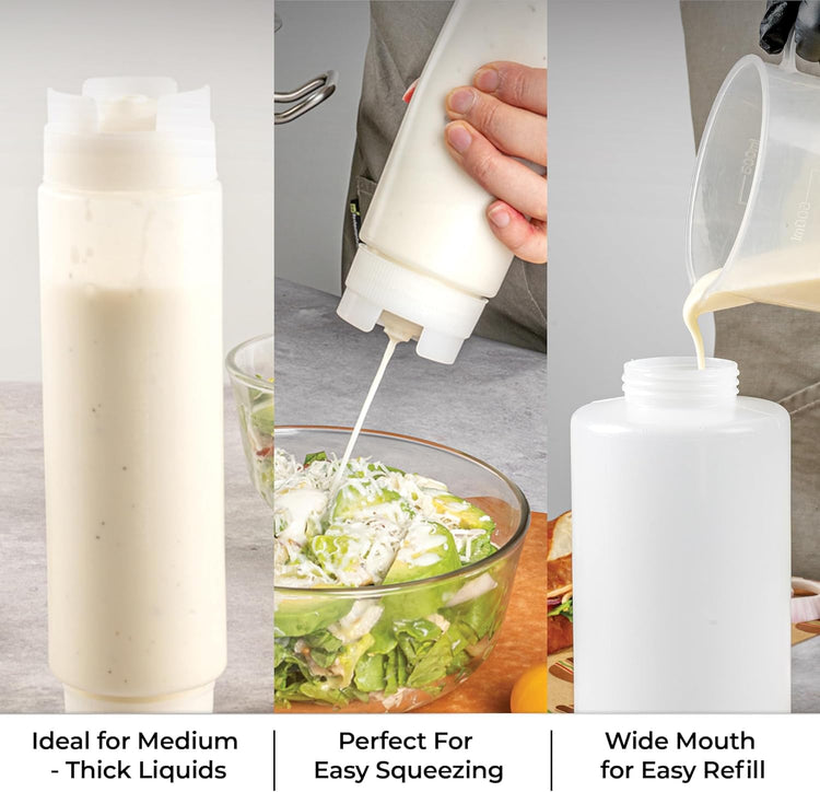 Restaurantware 16oz. FIFO Inverted Plastic Squeeze Bottle with Refill and Dispensing Lids - First In First Out - Perfect for Restaurants Catering and Food Trucks - 1ct box