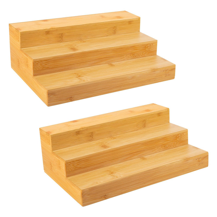 Bamboo Spice Rack Organizer for Cabinet 2 Pack