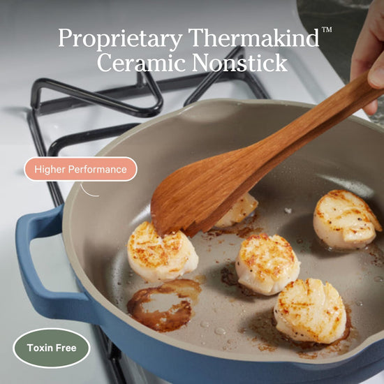 Our Place Large Always Pan 2.0-12.5” (4 Qt) Nonstick, Toxin-Free Ceramic Cookware | Patented 10-in-1 Aluminum Frying & Sauté Pan | Safe for Oven, Induction & All Cooktops up to 450°F | Spice - Nestoria