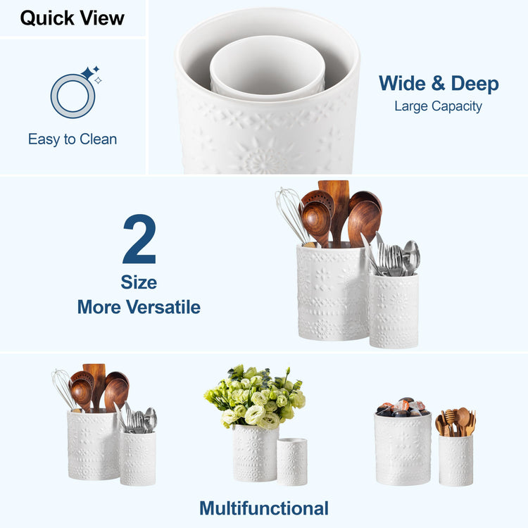 7.2"+5.4" Ceramic Utensil Holder Set of 2 (2 Count)