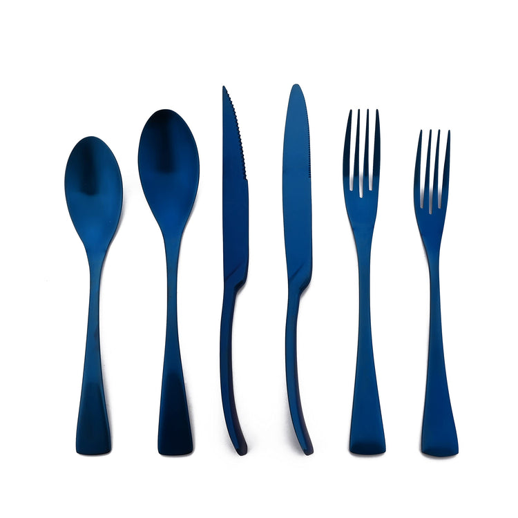 Luxury 18 10 Stainless Steel Matte Blue Flatware Set