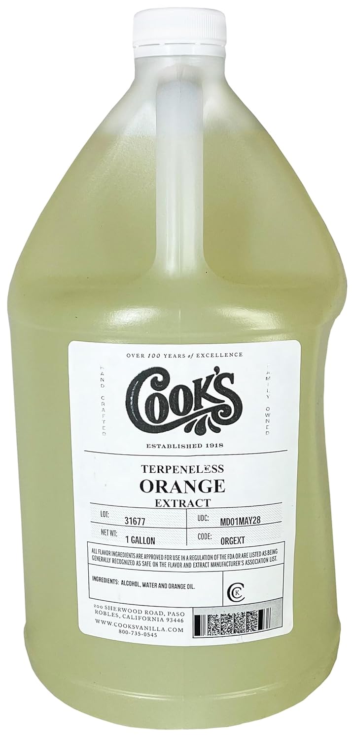 Cook's Pure Orange Extract From Florida Oranges | For Ice Cream, Cakes, Breads, Cookies and Drinks, 128 oz (1 Gallon) - Nestoria