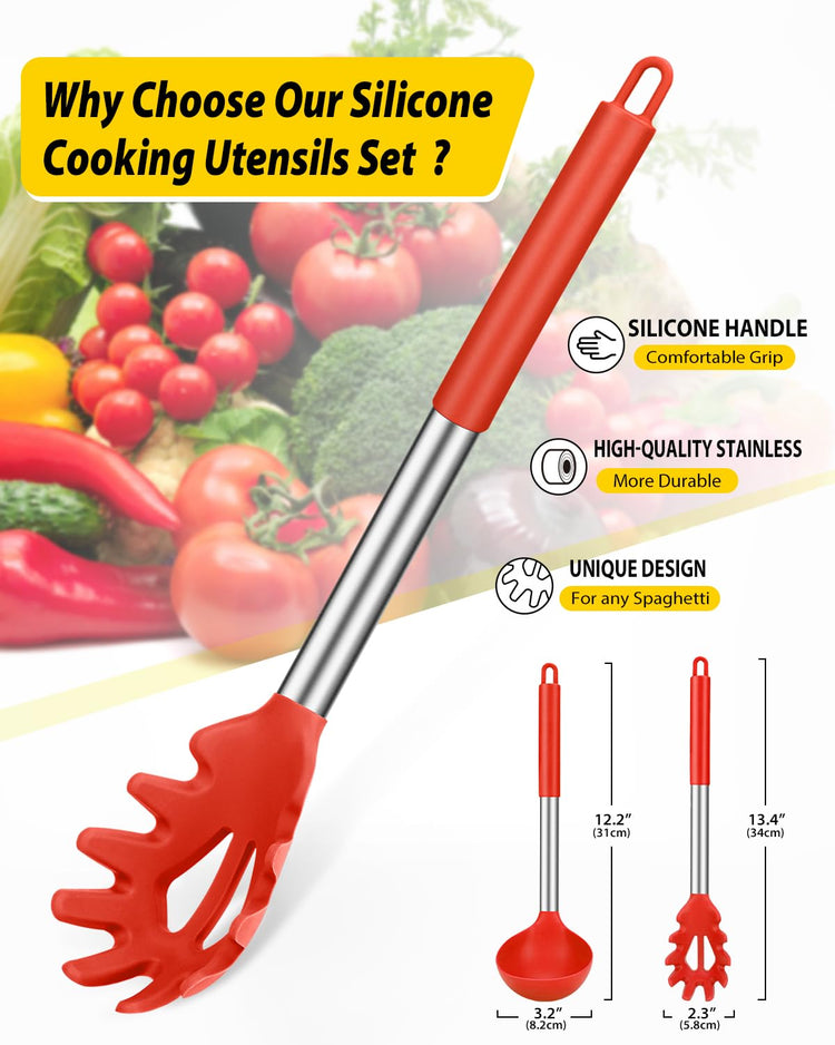 Silicone Pasta Fork and Ladle Spoon Set (2 Count)