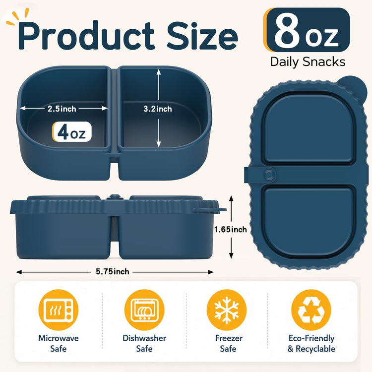 3 Pack Silicone Snack Containers for Kids